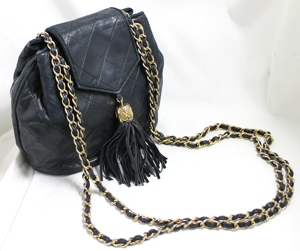 CHANEL】シャネル ココマーク フリンジ ダブル チェーン ショルダー