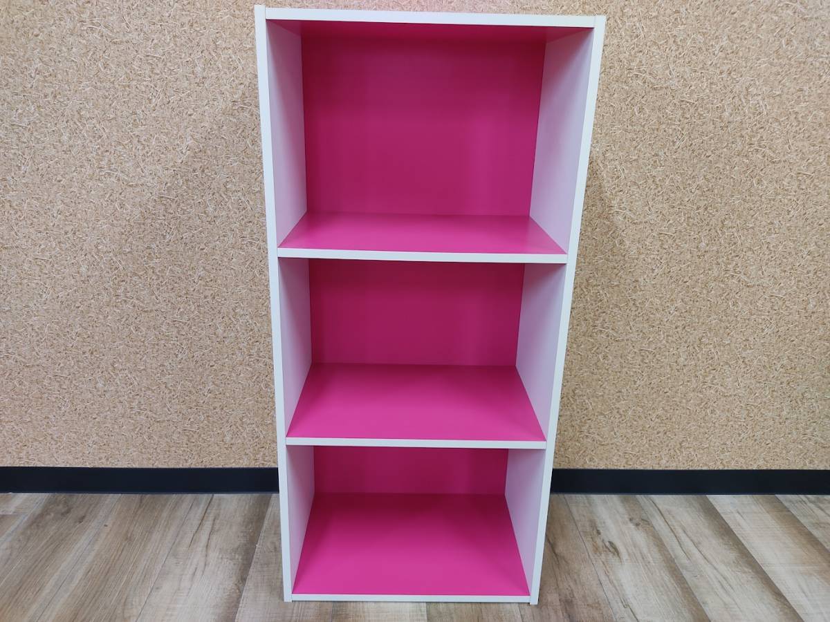 Yahoo!オークション - 昭和 レトロ ポップ カラーボックス 3段 ピンク