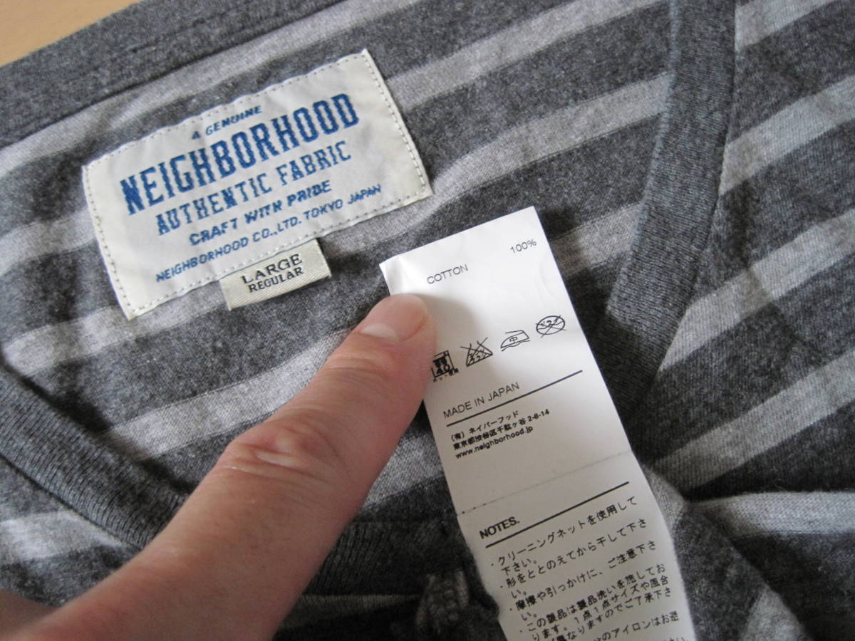  NEIGHBORHOOD ネイバーフッド　VネックボーダーポケットTシャツ　L_画像4