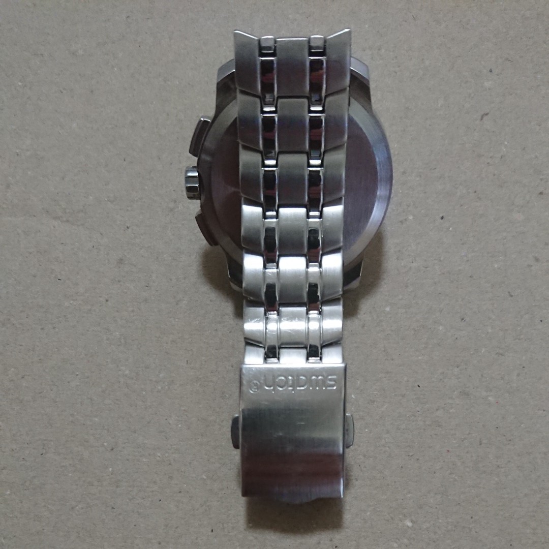 スウォッチ レトログラード アイロニー ブルーYRS400G DARK STEEL 稼働中 swatch irony