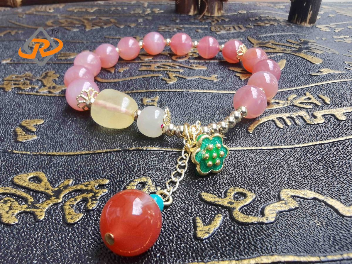 太行南紅 瑪瑙 メノウ 蜜蝋 ブレスレット-