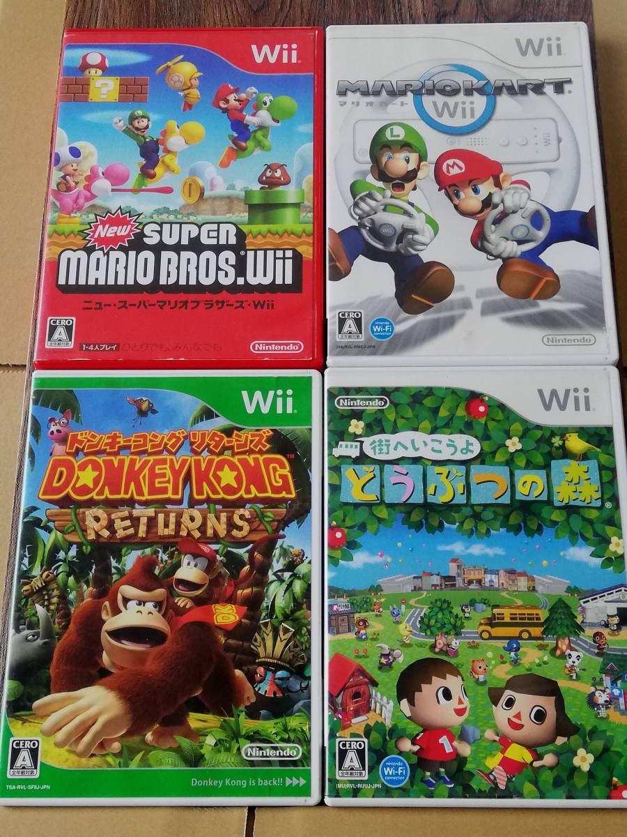 Wiiソフト まとめ売り4本 マリオ、どう森など 家庭用ゲームソフト 