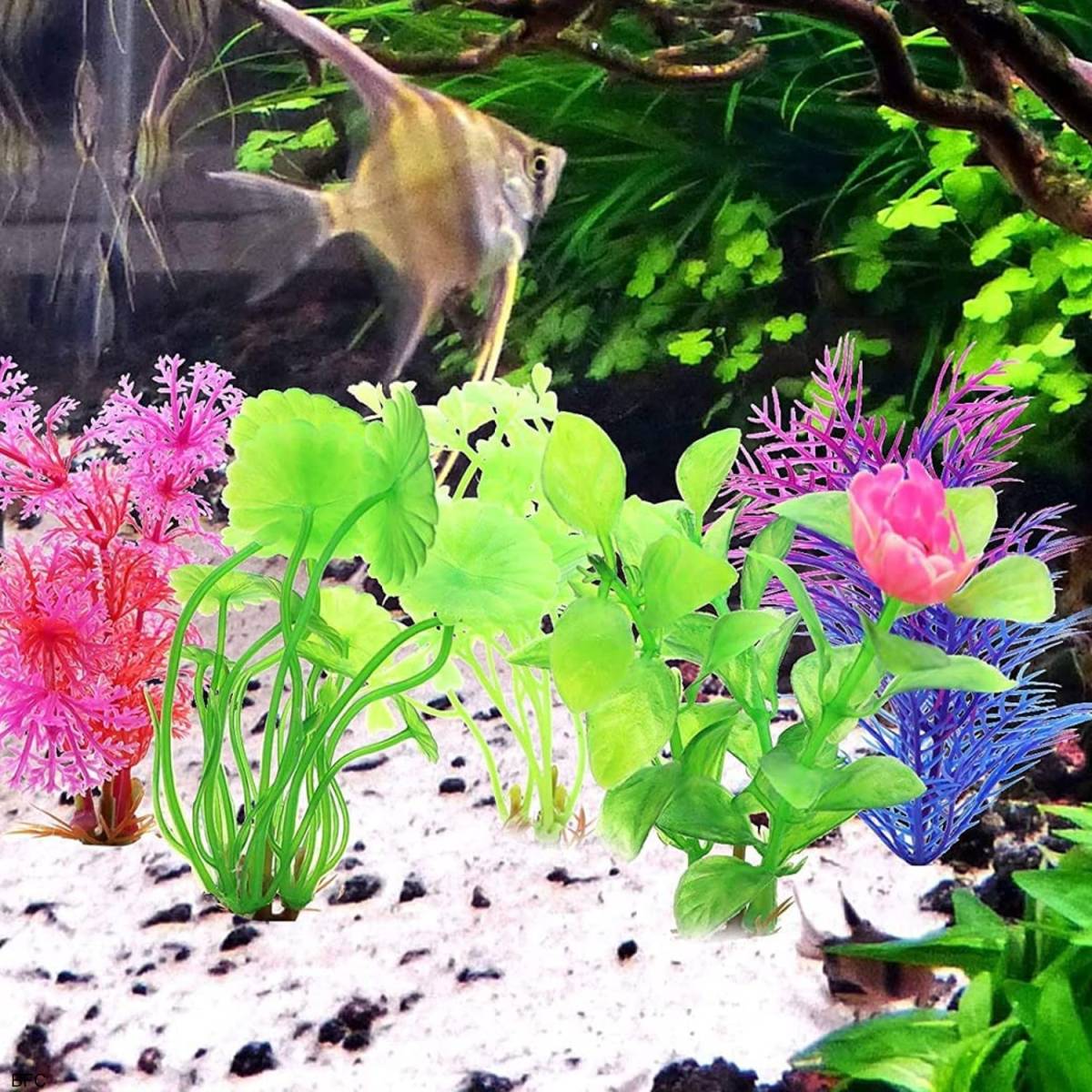 Paypayフリマ 人工 植物 水草 12個セット 水族館植物 水槽 装飾 プラスチック 水族館植物水槽 装飾プラスチック オーナメント アクアリウム オブジェ