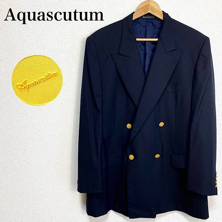 極美品 Aquascutum アクアスキュータム 紺ブレ テーラードジャケット