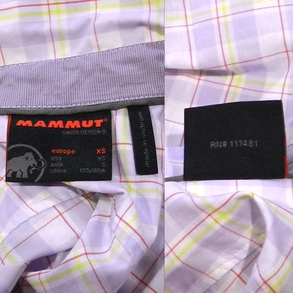  new used MAMMUT Mammut design Logo short sleeves shirt outdoor shirt climbing shirt purple yellow color white XS beautiful goods 