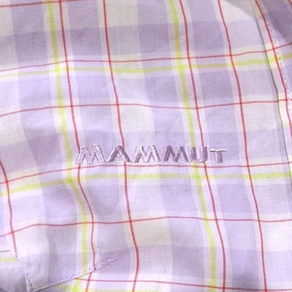  new used MAMMUT Mammut design Logo short sleeves shirt outdoor shirt climbing shirt purple yellow color white XS beautiful goods 