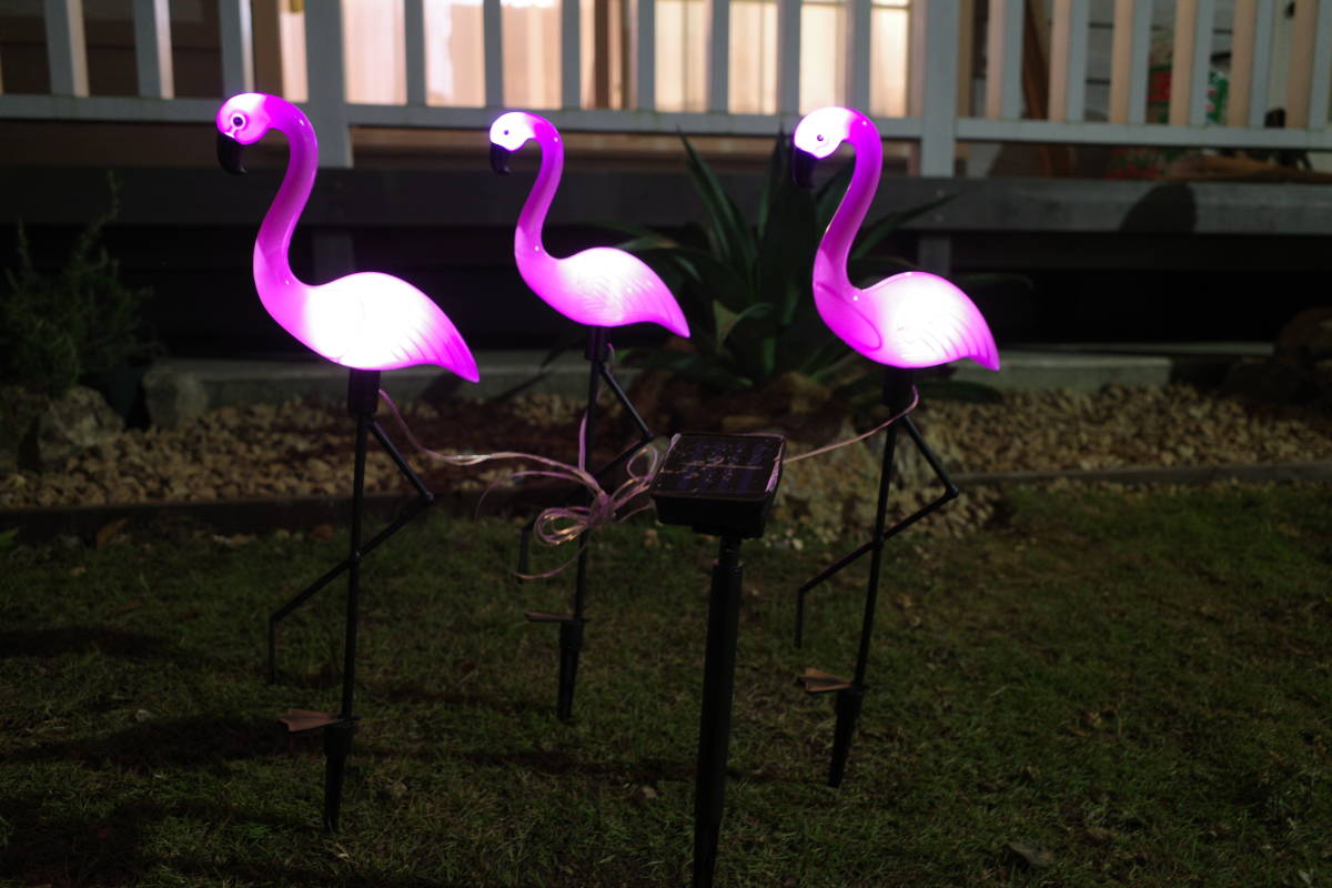  new goods pink flamingo 3 body set LED solar light gardening Setagaya base interior american house sa stay nabru eko 