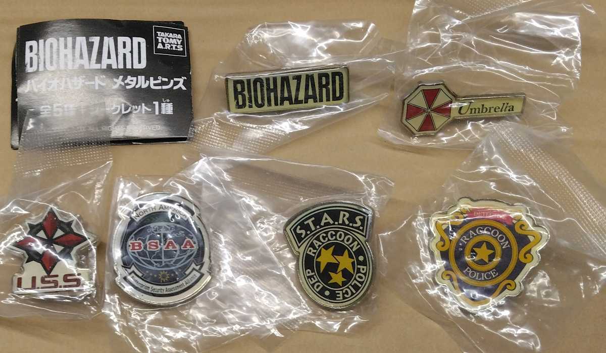 タカラトミーアーツ ガチャ Capcom バイオハザード RESIDENT EVIL pins メタル　ピンズ　全6種　S.T.A.R.S. BSAA ラクーン市警察　U.S.S._画像2