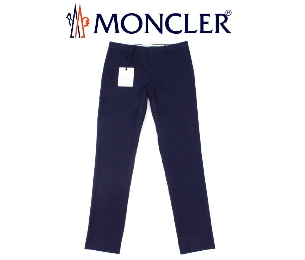 8万新品本物◆モンクレール◆50=M～L◆MONCLER ブルーネイビー春夏テーパードパンツ1円_画像1