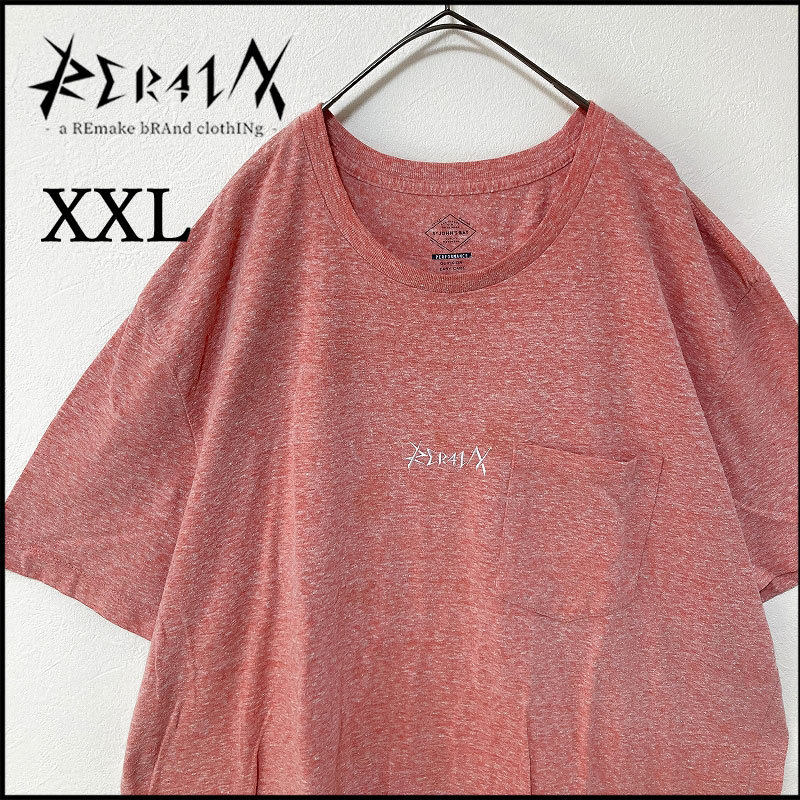 メンズ服ロゴ刺繍半袖TシャツXXL　古着屋 ブランド　ピンク　カジュアル　春夏物　シンプル　トップス　丸首　クルーネック　ビッグサイズ_画像1