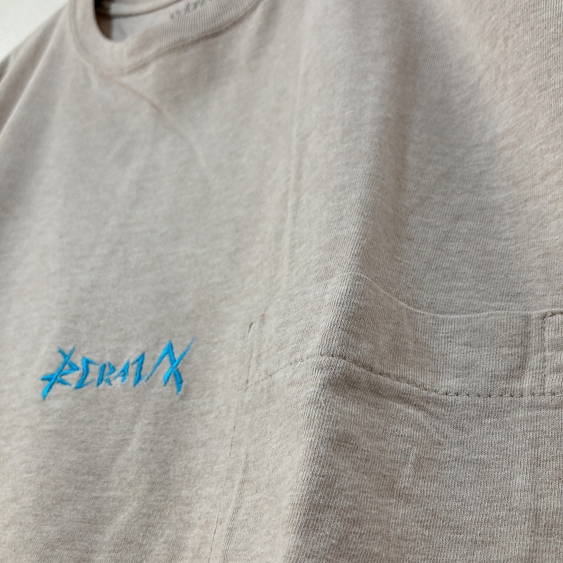 メンズ服ロゴ刺繍半袖Tシャツ 古着屋 ブランド ベージュ ストリート系 ゆるだぼ シンプル ワンポイント ビックT オーバーサイズ