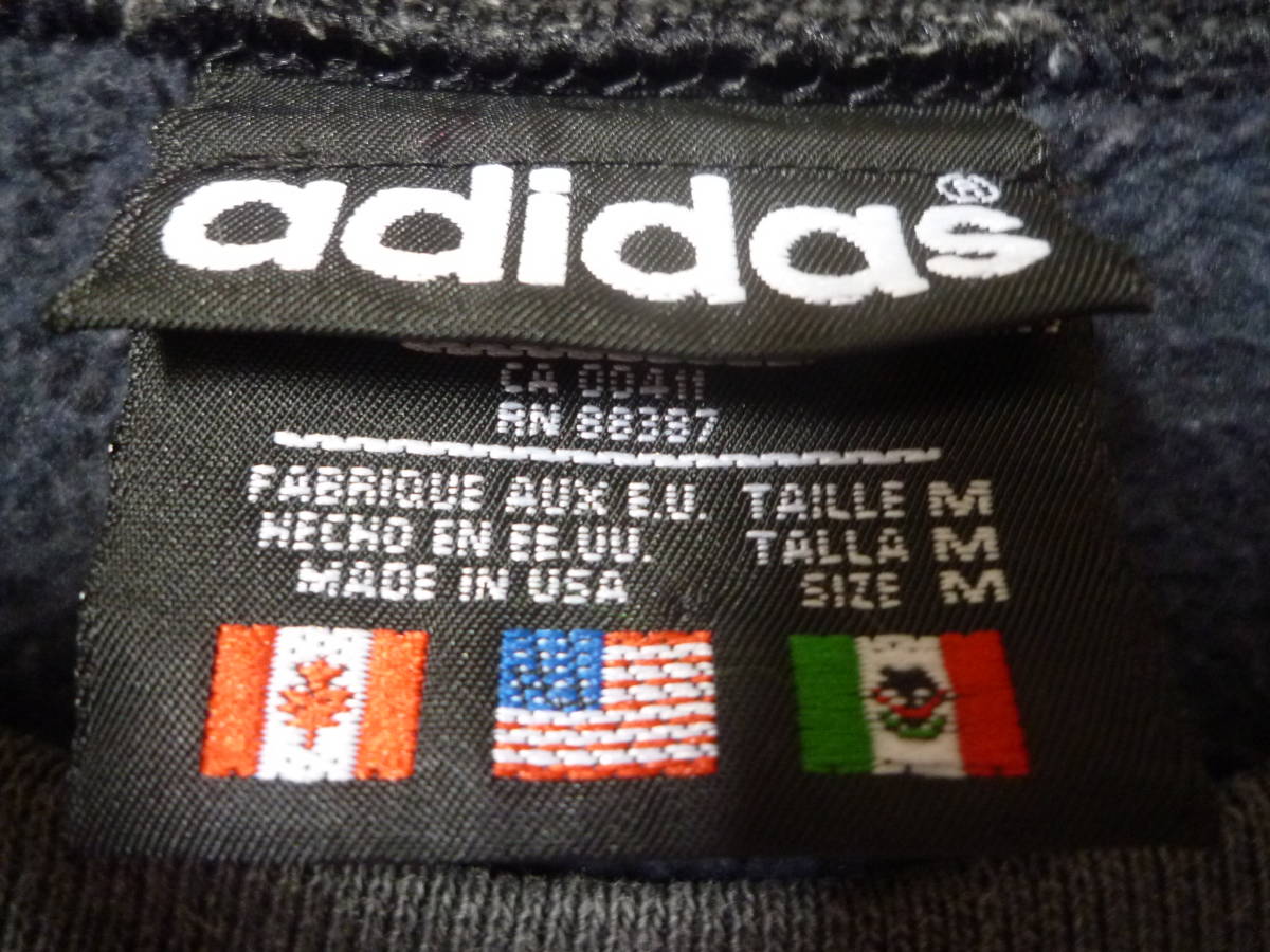 【レア】80s USA製 アディダス トレフォイルロゴスウェットシャツ ビンテージ ヴィンテージ adidas 万国旗タグ ダークグレー