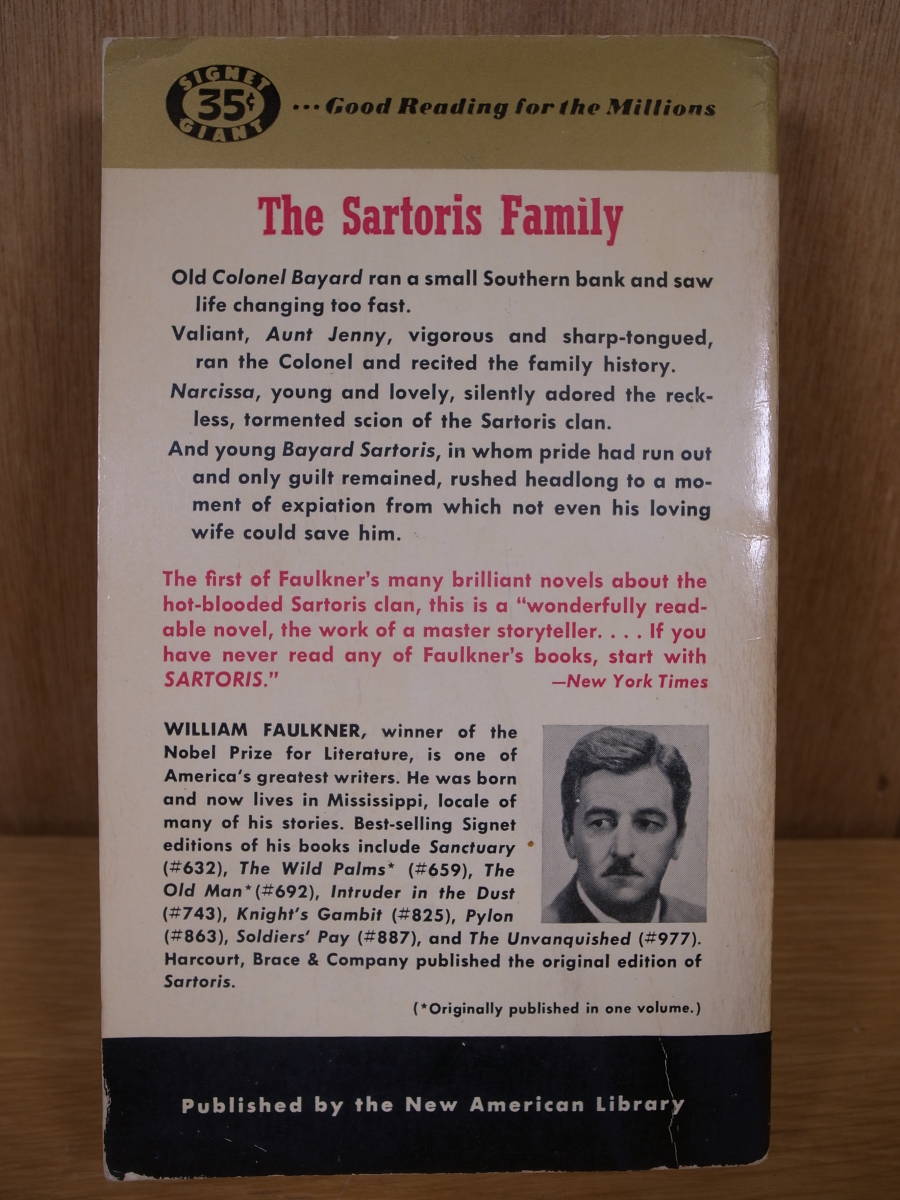 William Faulkner Sartoris ウィリアム・フォークナー サートリス signet books 1953年発行_画像2