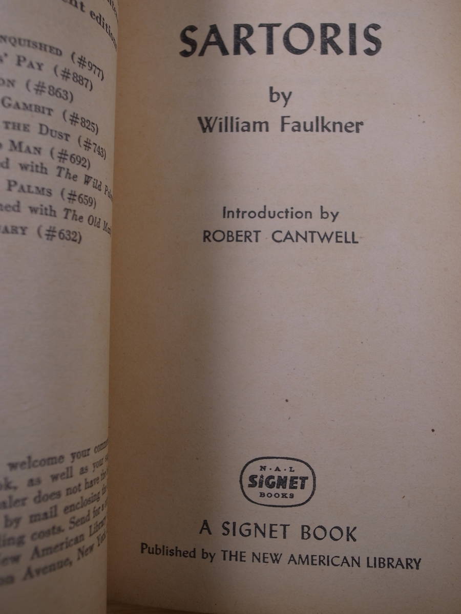 William Faulkner Sartoris ウィリアム・フォークナー サートリス signet books 1953年発行_画像3