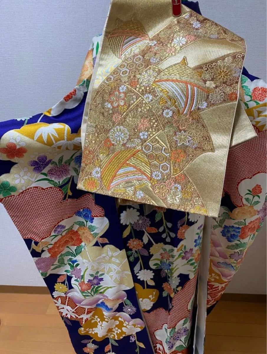 正絹 振袖 絞り柄 フルセット 青 成人式 着物セット | noonanwaste.com