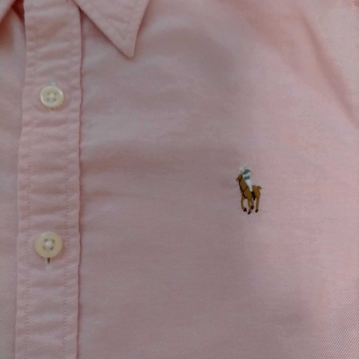 正規品　ラルフローレン　　ホースマーlク付きシャツ　　半袖　　９号　ピンク　　　　オックスフォード地　_画像2