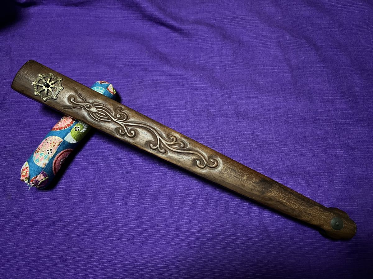 修験道系 時代物 頑固扇 雨龍彫に輪宝金具 勝扇(手慣らし 修験道系 時代物 頑固扇 雨龍彫に輪宝金具 勝扇(手慣らし
