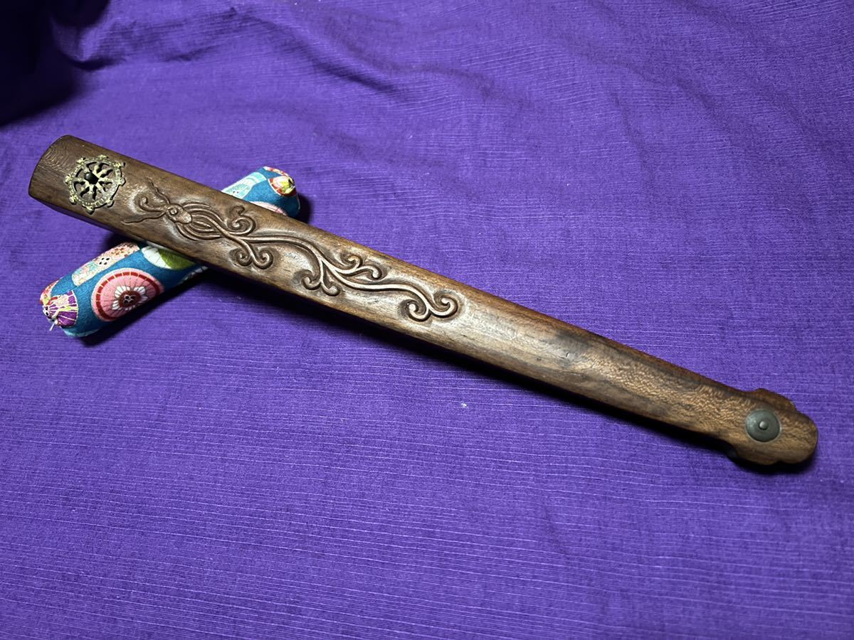 修験道系 時代物 頑固扇 雨龍彫に輪宝金具 勝扇(手慣らし 修験道系 時代物 頑固扇 雨龍彫に輪宝金具 勝扇(手慣らし