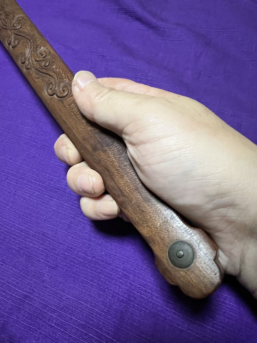 修験道系 時代物 頑固扇 雨龍彫に輪宝金具 勝扇(手慣らし 修験道系 時代物 頑固扇 雨龍彫に輪宝金具 勝扇(手慣らし