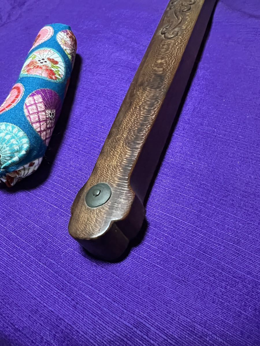 修験道系 時代物 頑固扇 雨龍彫に輪宝金具 勝扇(手慣らし 修験道系 時代物 頑固扇 雨龍彫に輪宝金具 勝扇(手慣らし