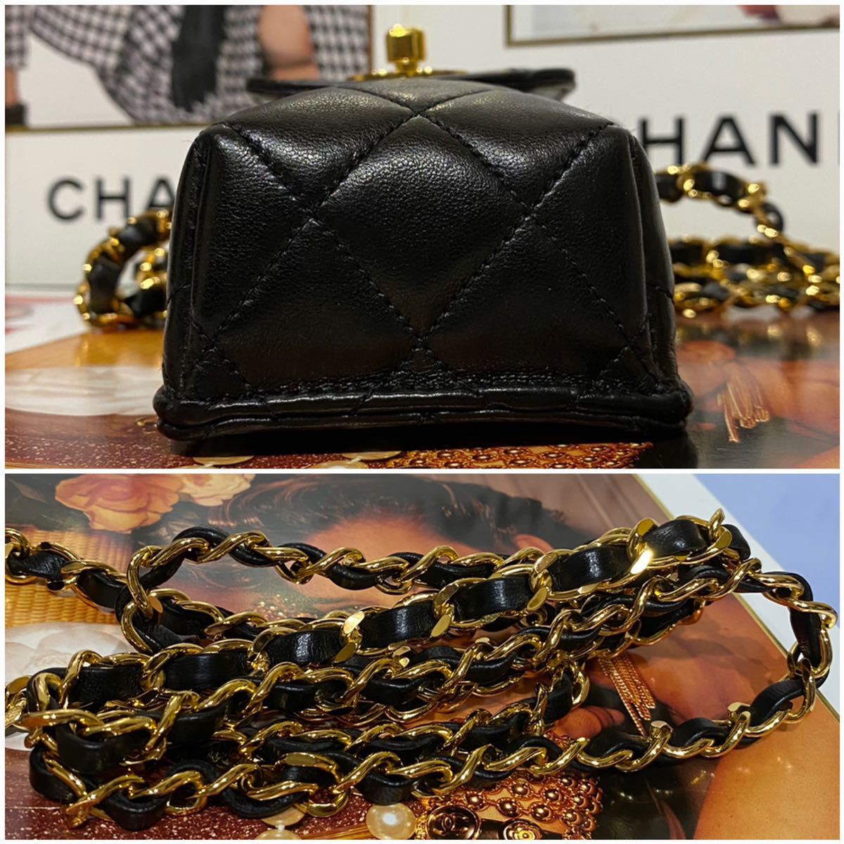 激レア 希少モデル 美品 VINTAGE CHANEL チェーンショルダーバッグ ラムスキン ミニマトラッセ ターンロック ポーチ ポシェット 斜め掛け