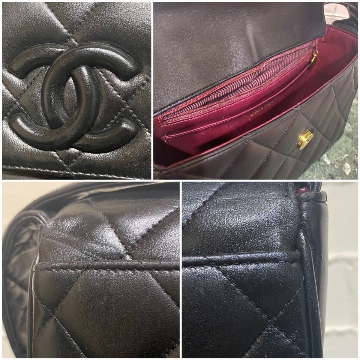 VINTAGE CHANEL ラムスキン マトラッセ レザーショルダーバッグ VINTAGE CHANEL ラムスキン マトラッセ レザーショルダーバッグ