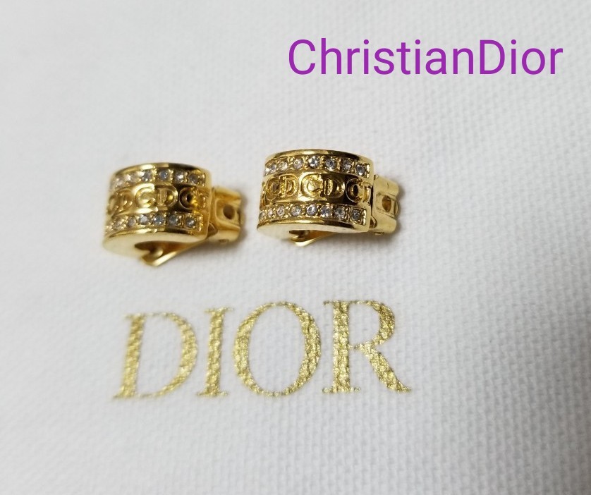 良品 ChristianDior クリスチャンディオール CD ラインストーン