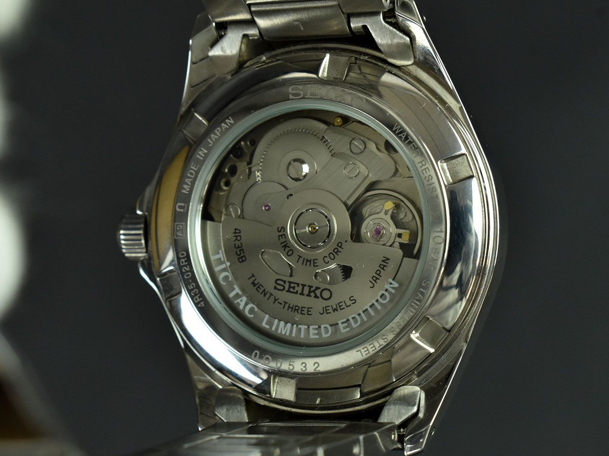 129192◆動作確認済 SEIKO セイコー チックタック35周年 セイコー コラボ メンズウォッチ 腕時計 自動巻き 4R35-02R0 SS シルバー/ D_画像9