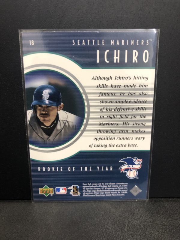 2001 Upper Deck #18 Ichiro Rookie of The Year イチロー ルーキー カード MLB Seattle Mariners 鈴木一郎 non auto検:大谷翔平 Ohtani_画像2