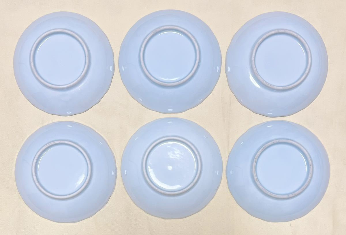 陶磁器　ブルー牡丹柄　小皿6枚