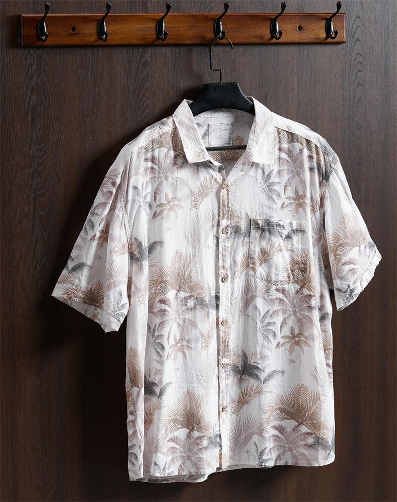GY135-3XL 大きいサイズ アロハ柄 シャツ リネン麻 半袖シャツ メンズ