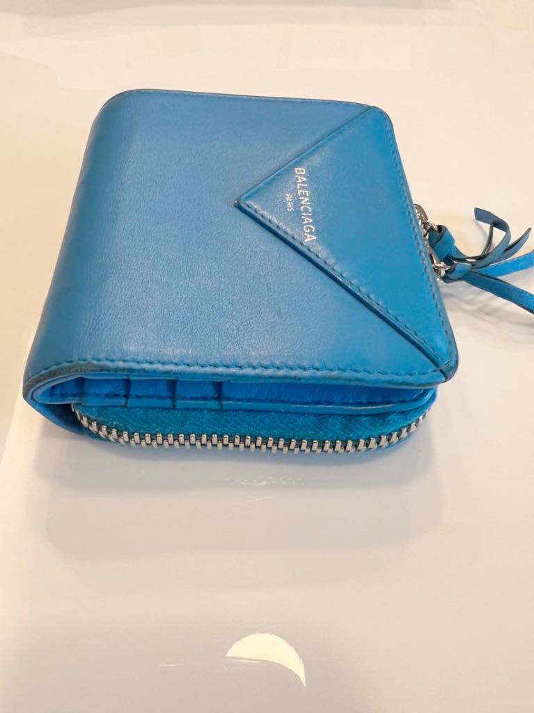 ★人気カラー★ BALENCIAGAバレンシアガ 財布 青水色ライトブルー 二つ折り財布 箱付きの画像8