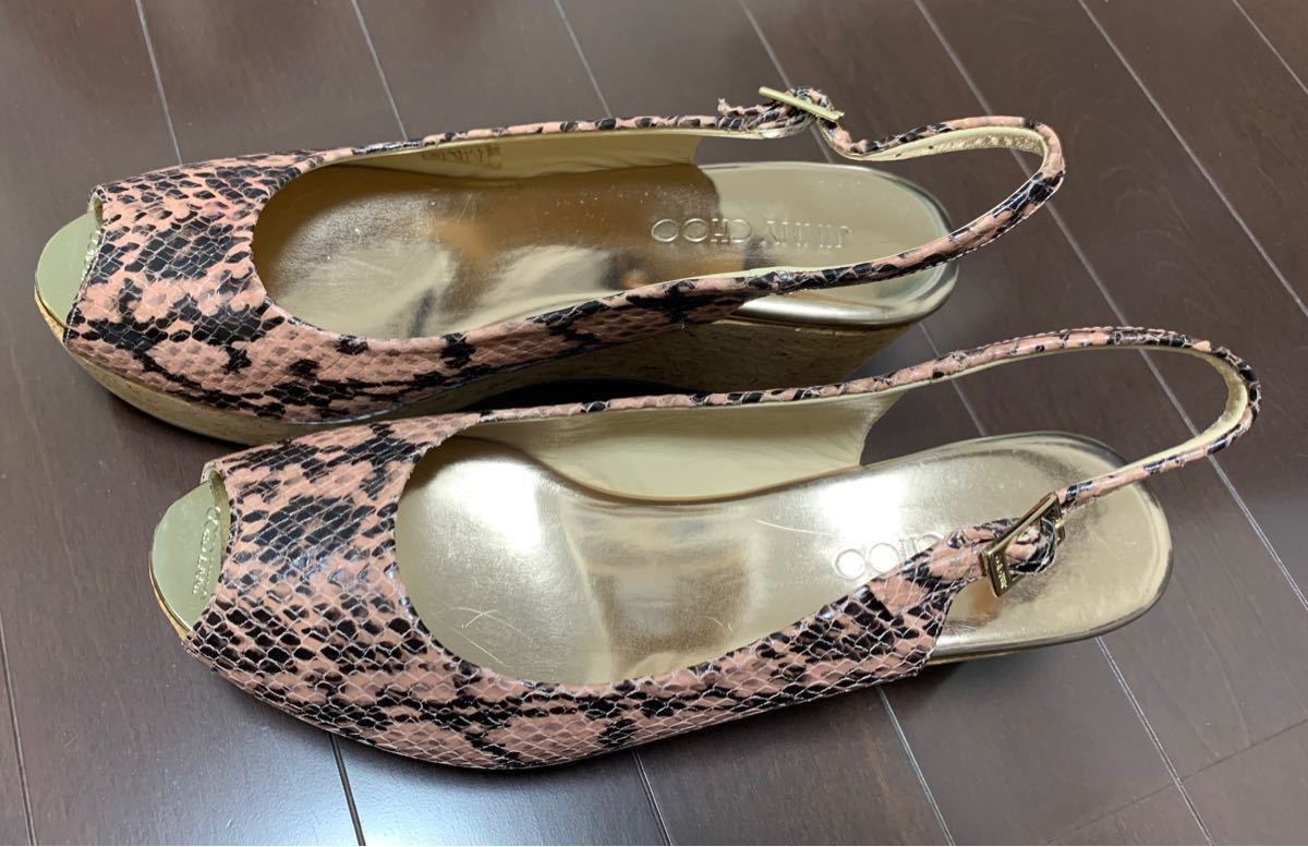 【新品】JIMMY CHOO（ジミーチュウ）パイソン柄サンダル　ピンク