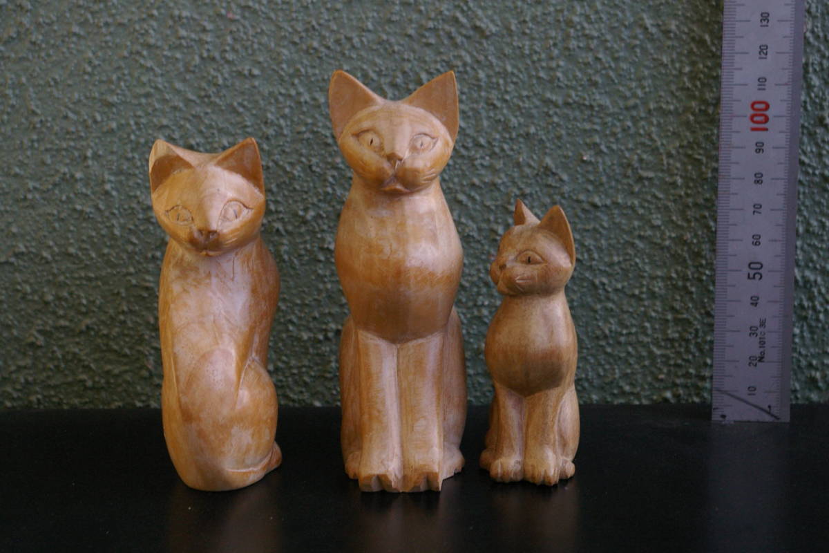 ★★木彫り　猫の親子　置物_画像2