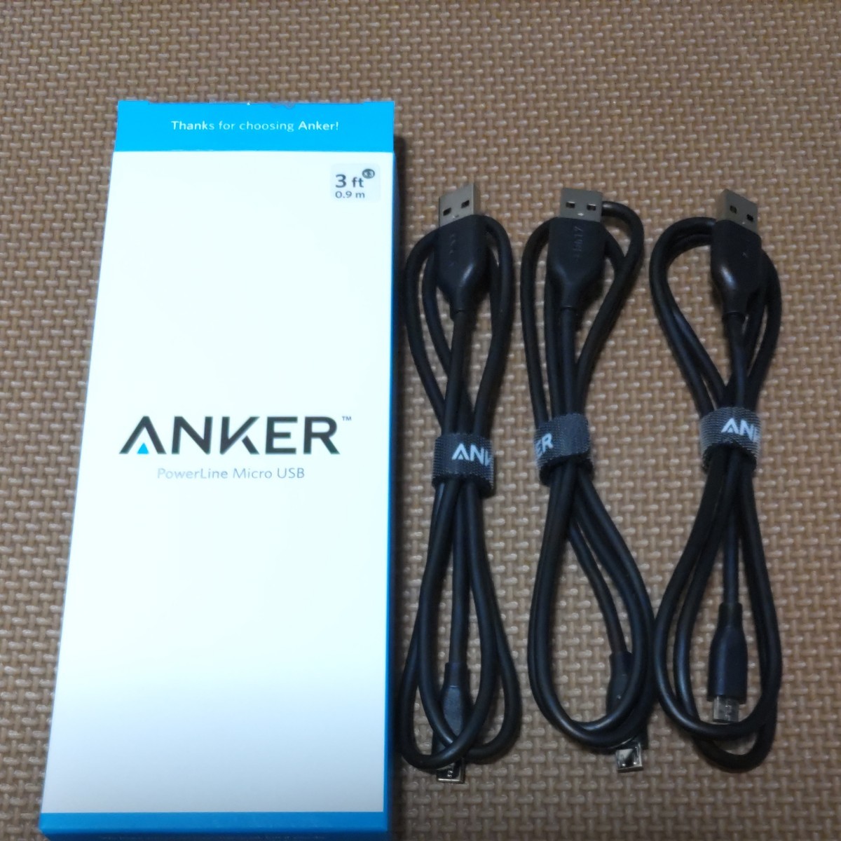 Anker USBケーブル TypeA MicroTypeB 90センチ 3本