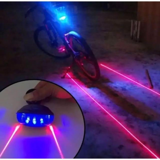自転車防水LEDテールランプブルー(5LED+2レーザー｜PayPayフリマ