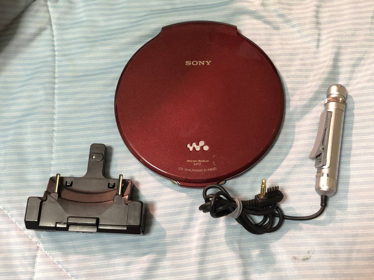 USED▽SONY/ソニー 薄型/軽量 CDウォークマン「D-NE20」レッド