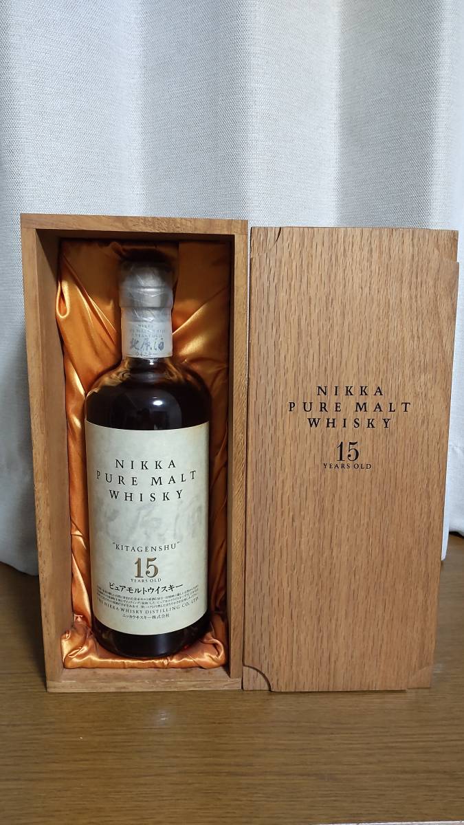 北原酒 ニッカ ピュアモルト 15年ウイスキー 木箱付き 未開栓-
