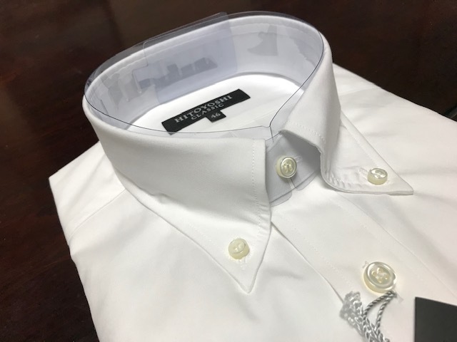 HITOYOSHI　CLASSIC 　白無地★ボタンダウンワイシャツ　 M(39-84)　百貨店販売品　人吉産_画像3
