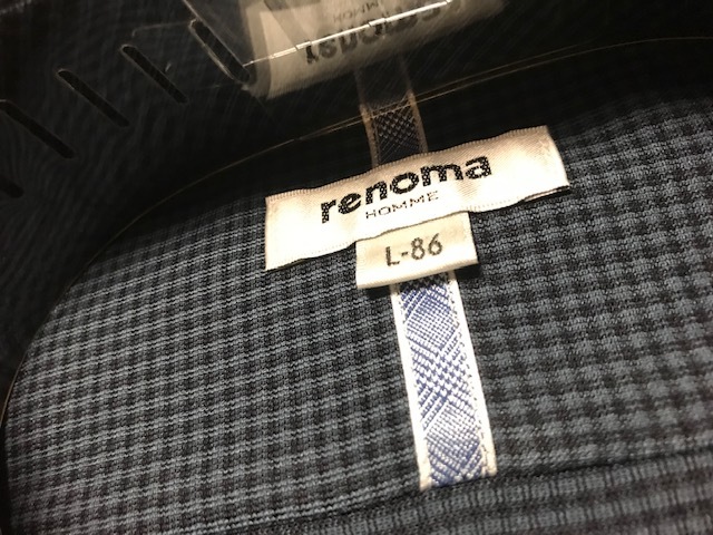 renoma　HOMME☆形態安定　紺チェック　マイターカラーボタンダウンワイシャツ　L(41-86)　ストレッチ素材_画像3