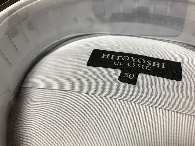 HITOYOSHI　CLASSIC 　グレー細かなストラプワイシャツ　クレリック　M(39-84)　百貨店販売品　人吉産_画像5