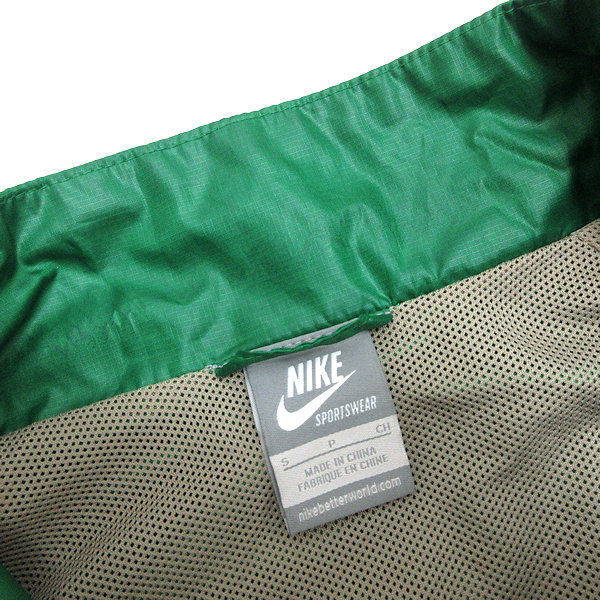 y# Nike /NIKE 2 цветный нейлон жакет # бежевый / зеленый [ мужской S]MENS/128[ б/у ]
