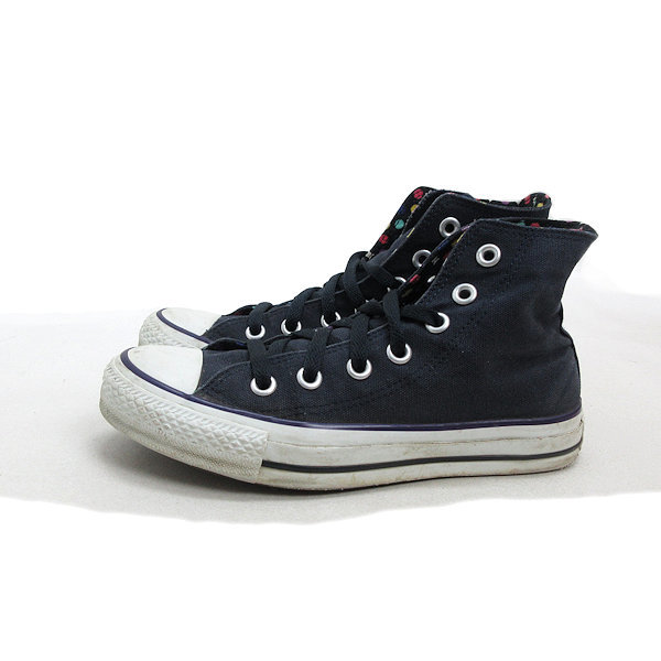 a■【22.5cm】コンバース/CONVERS 1R859 ハイカット キャンバススニーカー 紺/LADIES/8【中古】_画像1