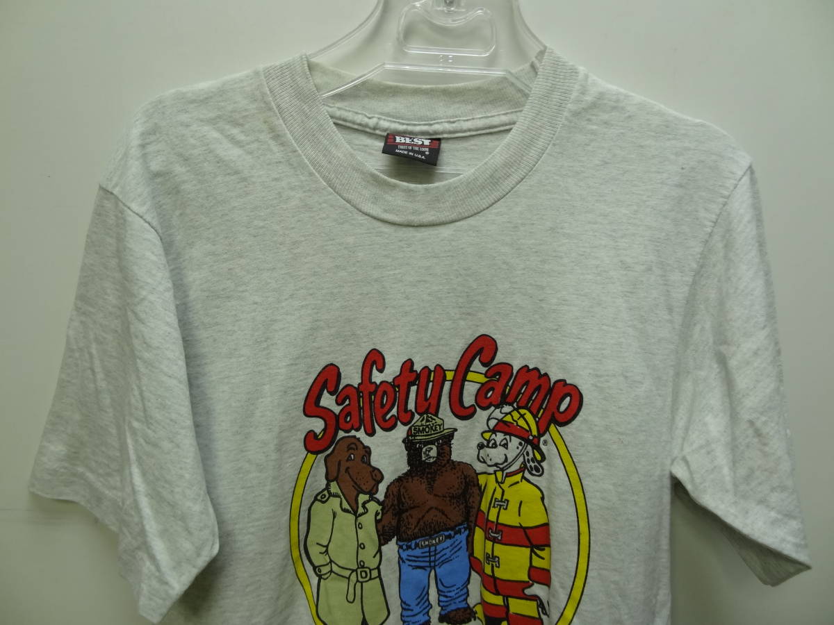 全国送料無料 アメリカ USA古着 80-90年代 スモーキーベアーSMOKEY BEAR＆スパーキー MADE IN USA メンズ 半袖 キャラクターTシャツ S_画像5