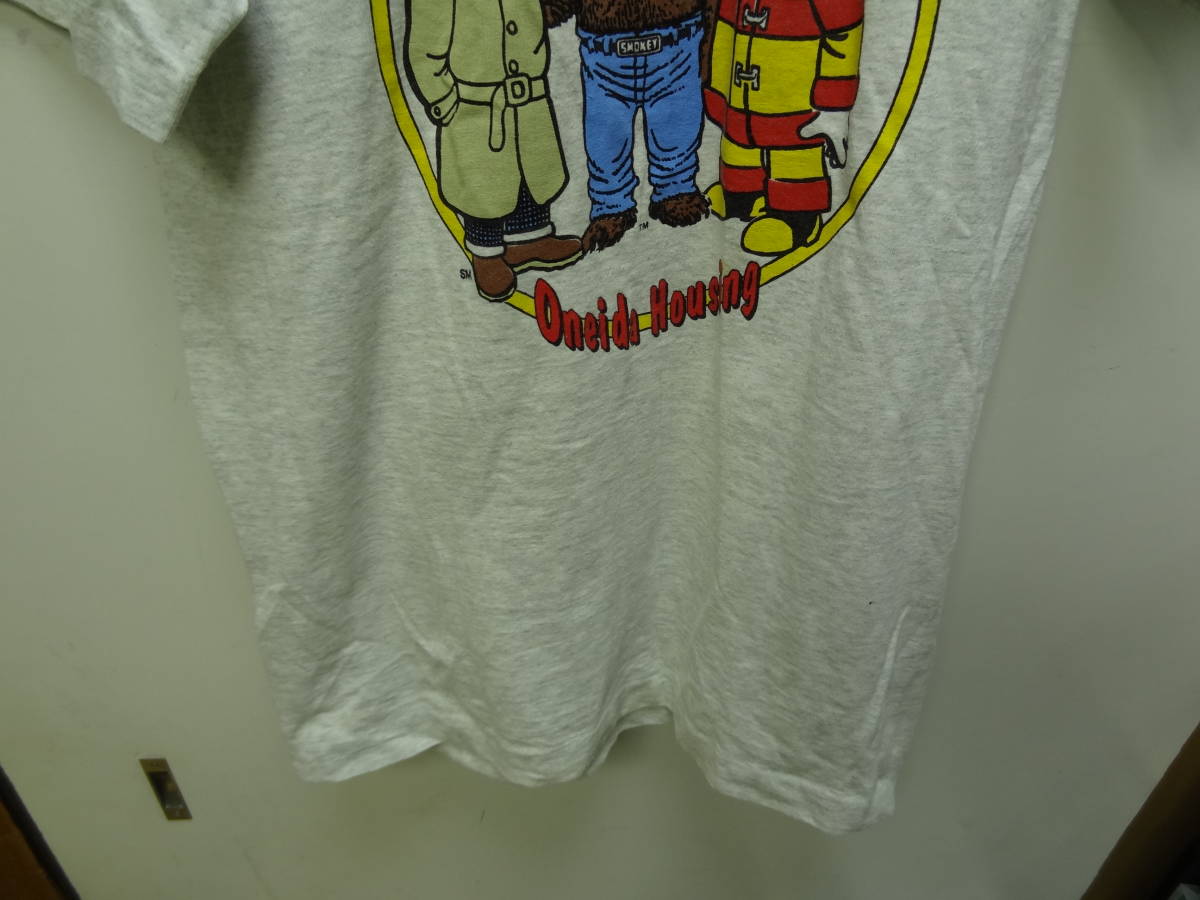 全国送料無料 アメリカ USA古着 80-90年代 スモーキーベアーSMOKEY BEAR＆スパーキー MADE IN USA メンズ 半袖 キャラクターTシャツ S_画像6