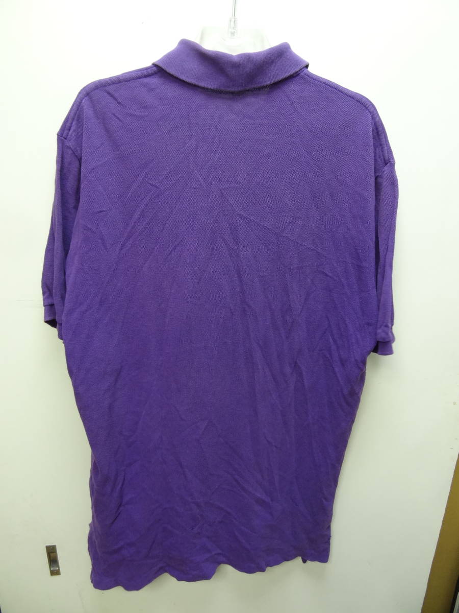 全国送料無料 アメリカ USA古着 80-90年代製 ポロ ラルフローレンメンズ POLO RALPH LAUREN MADE IN USA 半袖 紫色ポロシャツ M
