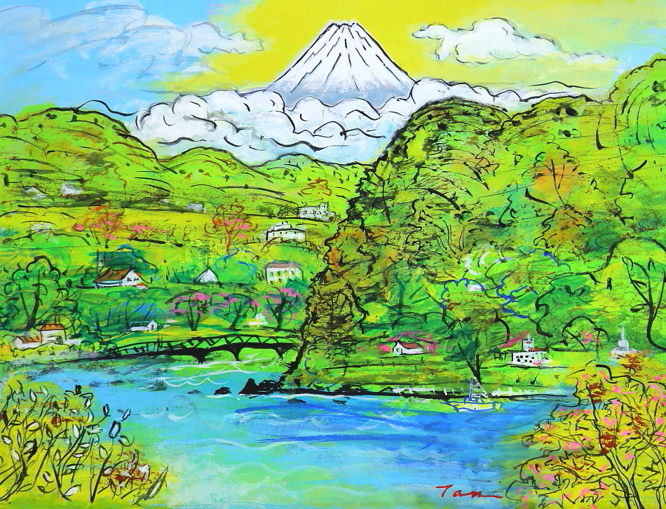 大人も着やすいシンプルファッション 油彩画 洋画 油絵額縁付きで納品