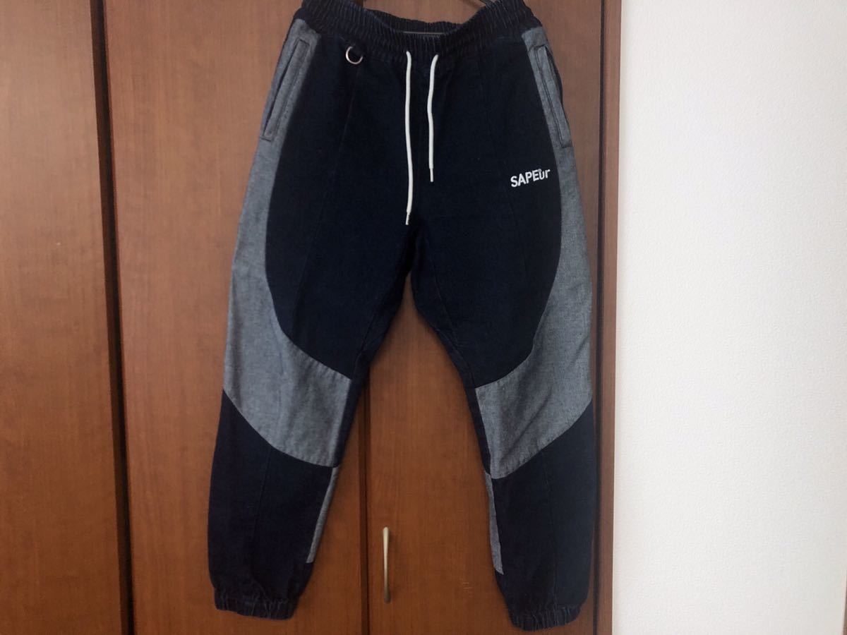 SAPEur DENIM TRACK PANTS ブラック XLサイズ デニム黒-