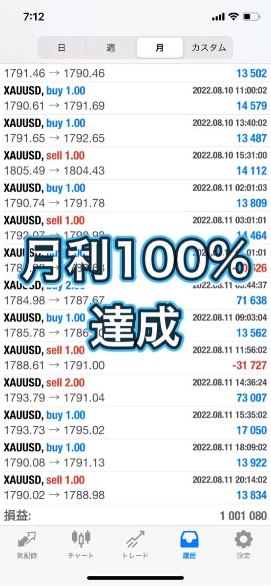 縛りあり】1本売り 月利100%達成 ゴールドEA 自動売買 縛りあり】1本売り 月利100%達成 ゴールドEA 自動売買