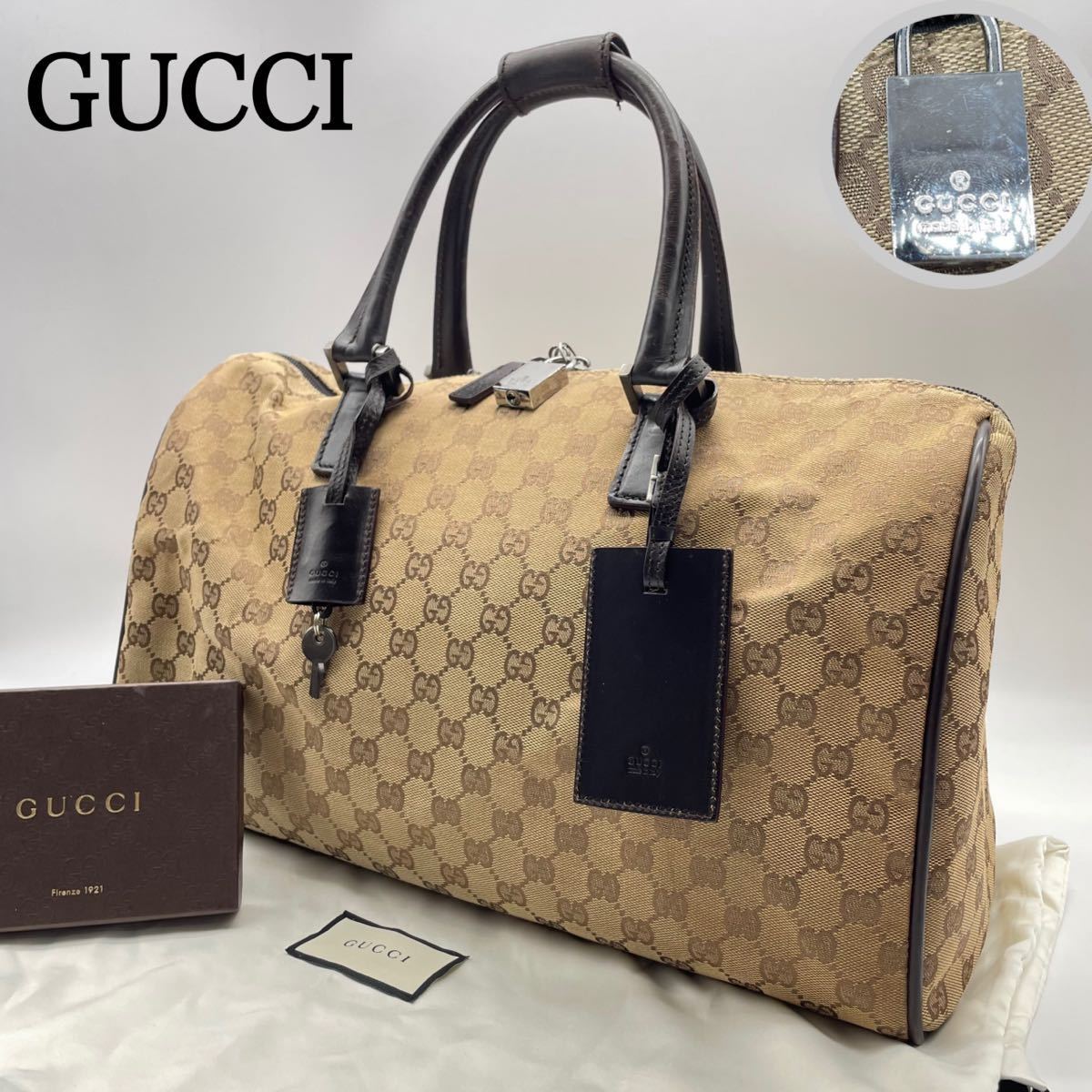 極希少□美品□GUCCI グッチ ボストンバッグ GG キャンバス レザー